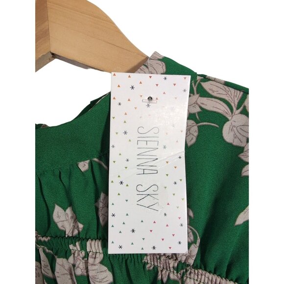 Sienna Sky Blouse Womens XS Green Floral Cottagecore Feminine Flirty - Picture 6 of 10
